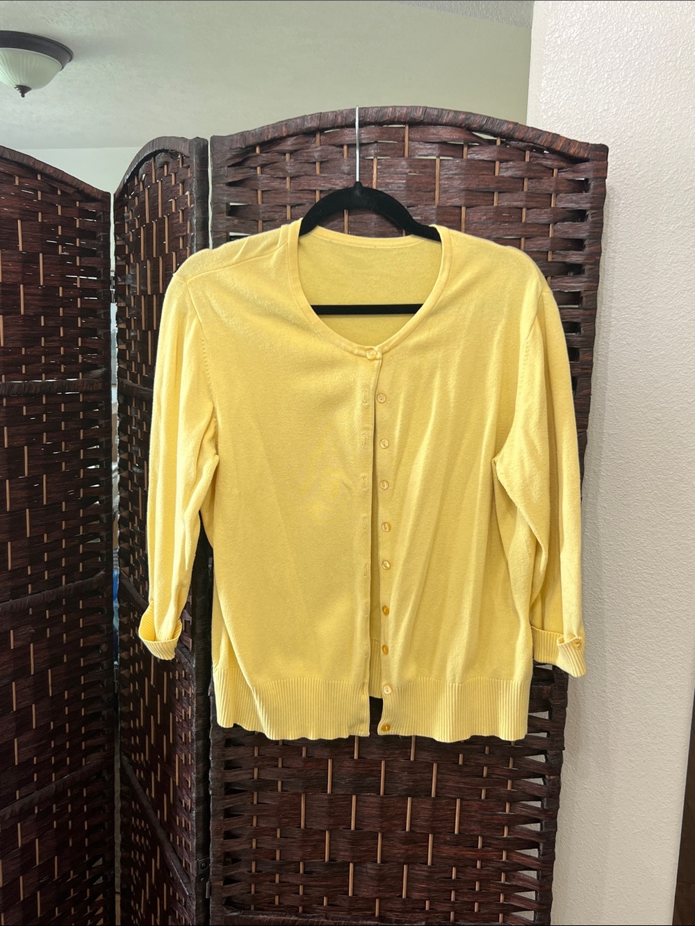Yellow Women's Button-Front Sweater Cardigan